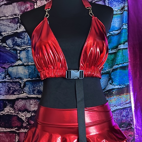 Red Mini Rave Skirt - Picture 3 of 12